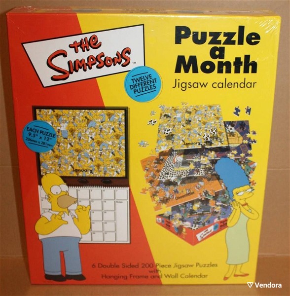  BV Leisure Ltd (2001) The Simpsons Puzzle a Month Jigsaw Calendar pazl imerologio, 12 diaforetika pazl kenourgio timi 13 evro