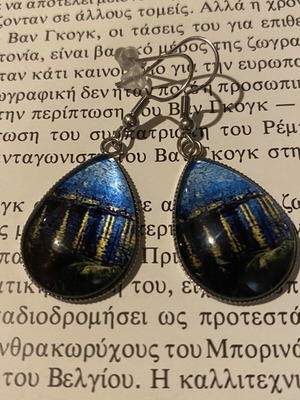 Starry Night Earrings Handmade Stainless Steel Blue Silver