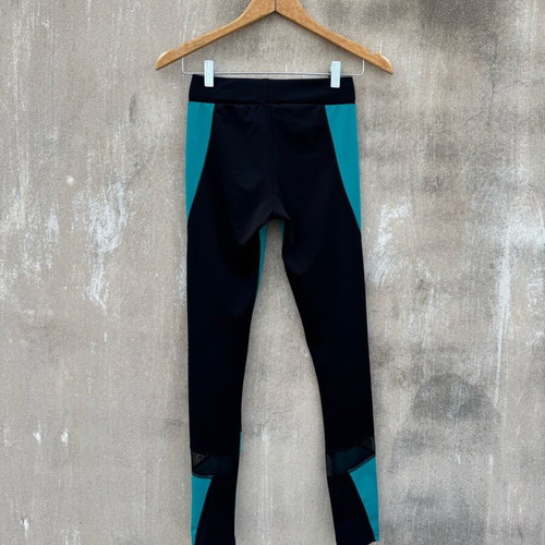 Legging Simart used with mesh panels, size S-M, black and turquoise