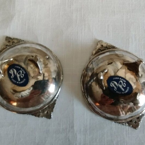 Silver-plated small fondue dishes used, set