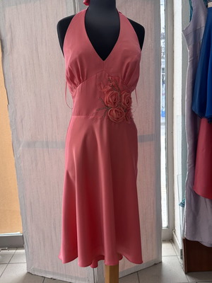 Mikael satin dress coral size 46 new with open back