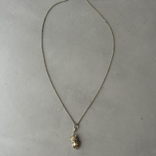 Pilgrim Gold Owl Necklace like new with diamond details