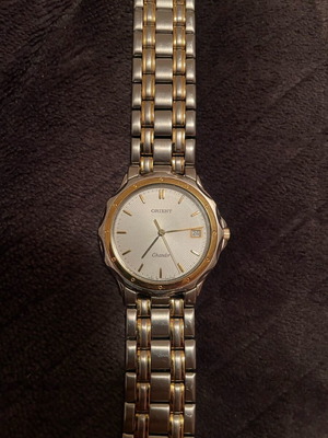 Orient Chandon Quartz watch used, two tone stainless steel bracelet