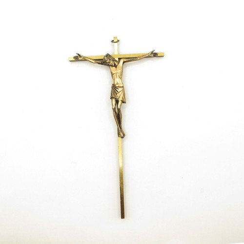 Vintage wall crucifix Jesus Christ brass circa 1970s Belgium like new