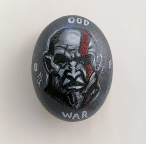 GOD OF WAR , KRATOS , HANDMADE , πάνω σε πέτρα