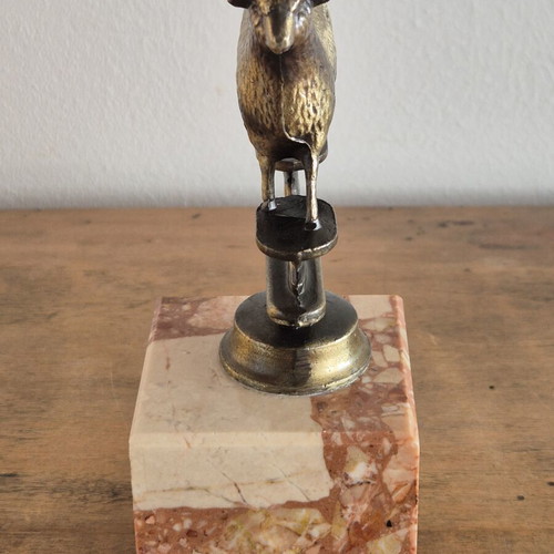 Art Deco brass sheep bookends, original pair on marble bases