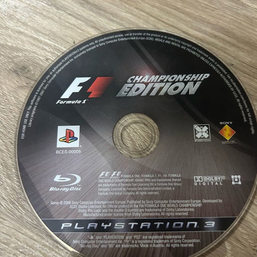 F1 Formula Championship PlayStation 3 disc used