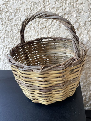 Vintage ψάθινο καλάθι μεταχειρισμένο, 22x16 εκ.