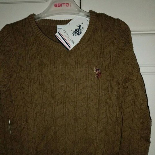 Knit sweater U.S. Polo Assn. new, khaki, slim fit