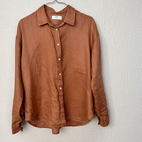 Uniqlo linen shirt like new, size S, orange