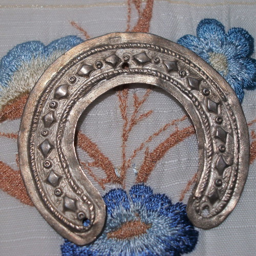 Russian silver 875 handmade horseshoe votive used