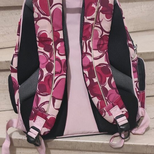 Polo school backpack used, pink fuchsia design