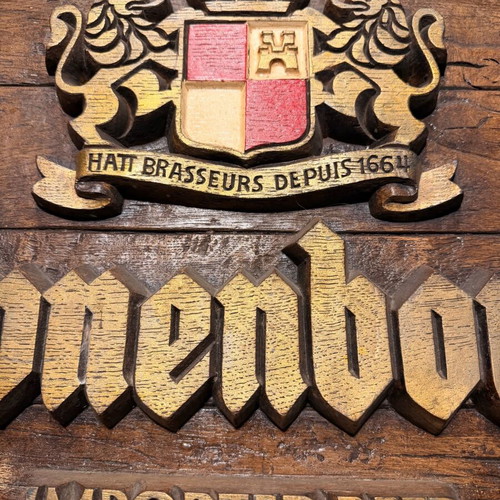Vintage Kronenbourg Imported Beer Bar Sign faux wood, like new