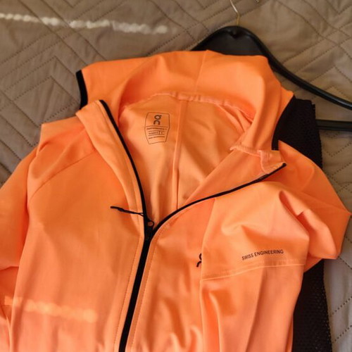 Women's tracksuit set top and leggings, cotton and lycra, size S 38, black and orange