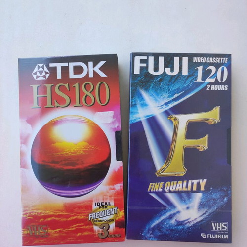Video cassettes new blank, pack of 2, Fuji 120 and TDK HS180