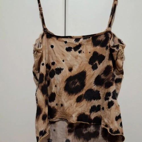 Red Valentino Brown Leopard Lace Trim Camisole Size 44