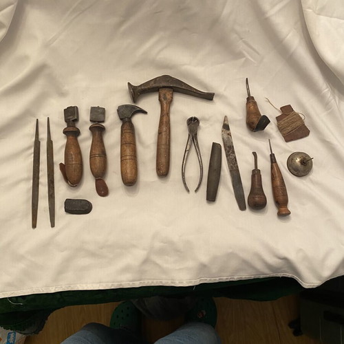 Shoe Repair Tools set used, antique cobbler equipment