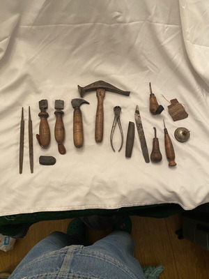 Shoe Repair Tools set used, antique cobbler equipment