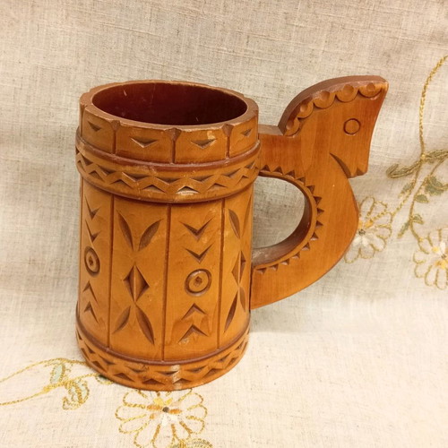 Wooden carved cup used, large size