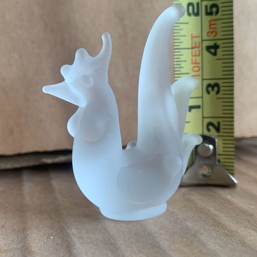 Frosted Glass Rooster Figurine new, transparent decorative art