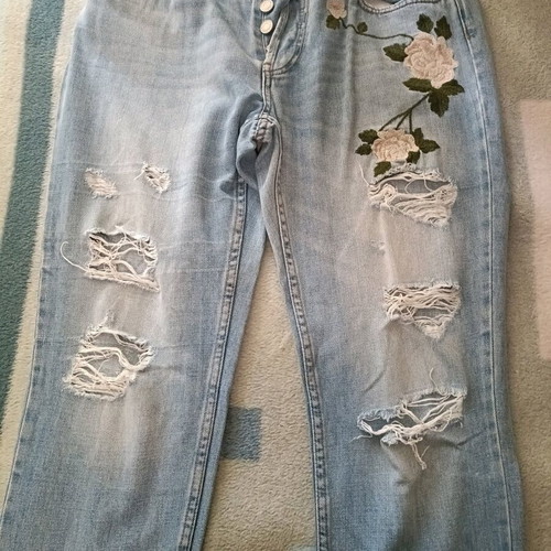 Women's jeans used with floral design, size 42, blue