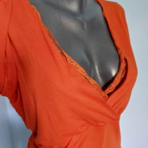 Olsen blouse like new orange designer with lace XL-3XL