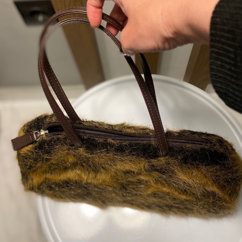 Zara fur shoulder bag like new brown