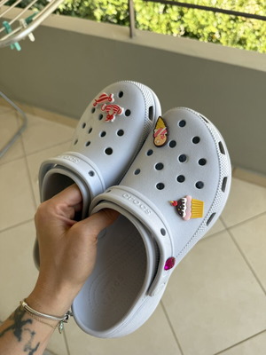 Crocs clogs with thick soft insole, pastel blue
