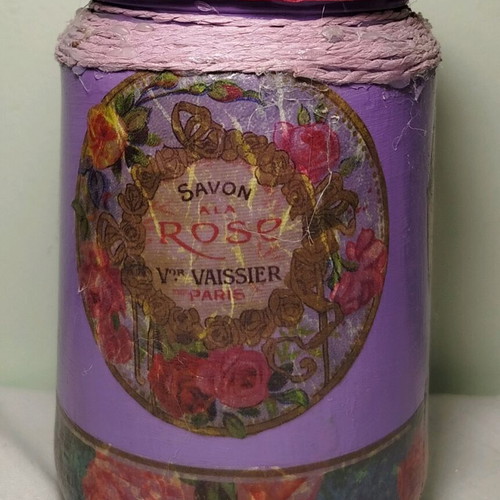 Glass vase decoupage like new