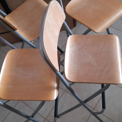 IKEA folding bar chairs, set of 4, wood and metal