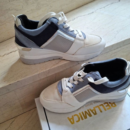 Attrattivo sneakers used, gray and turquoise, size 38