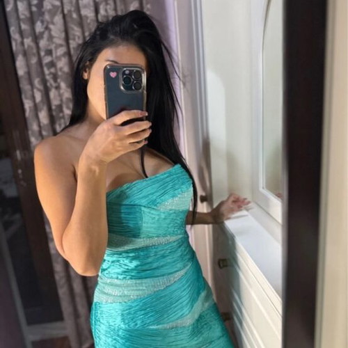 Maestri turquoise strapless dress like new, size L