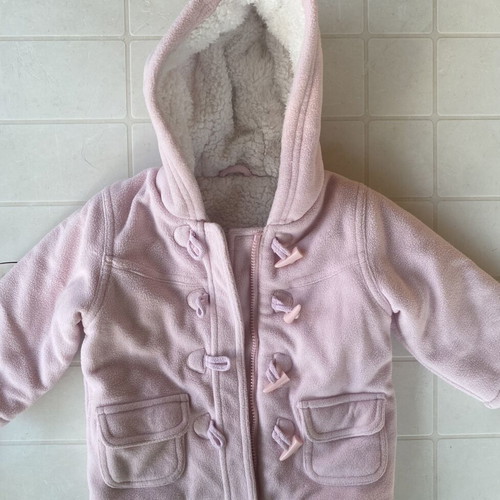 Mothercare pink Montgomery baby jacket 12-18 months, fleece, hooded