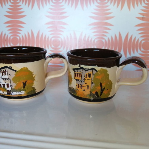 Ceramic Coffee Cups souvenir from Pelion like new, vintage