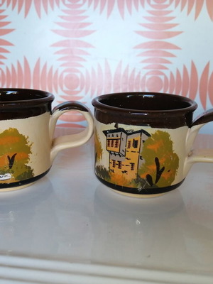 Ceramic coffee cups souvenir from Pelion like new, vintage