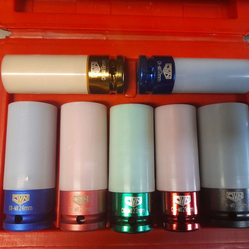 Air impact socket set long for rims 7 pieces new