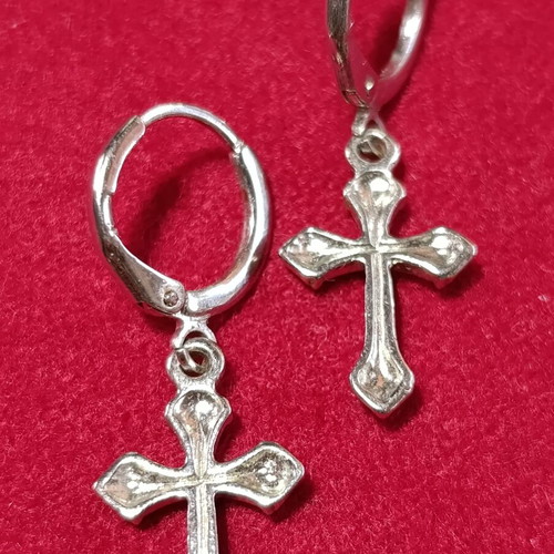Hoop earrings with cross new