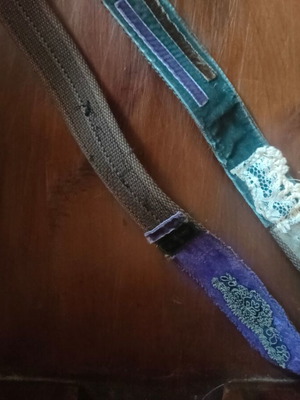 Patchwork fabric belt like new, multicolor, 110cm