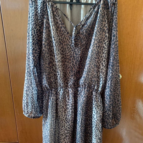 Mango leopard dress used, chiffon beige, size S