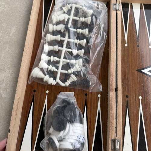 Wooden backgammon and chess set 2 in 1 new, large