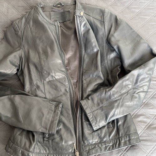 Conbipel leather jacket like new, black and gray