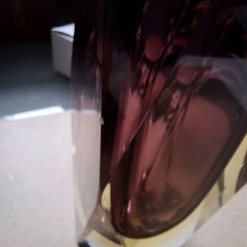 Murano sommerso vase 16 cm, brown grenat, yellow and clear