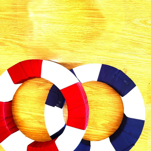 Flat Polystyrene Wreath like New Nautical Style with Ribbons