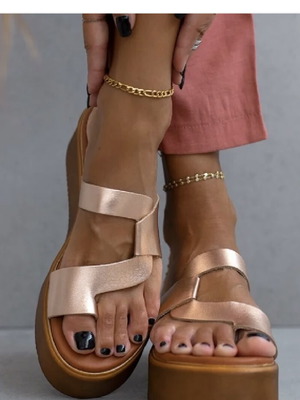 Summer flatforms used, brown and gold, size 39