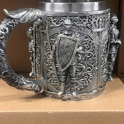 Medieval Knight Mug new, stainless steel and resin