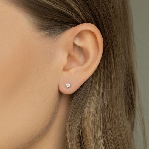 4mm Moissanite Stud Earrings 14K White Gold Plated GRA Certified