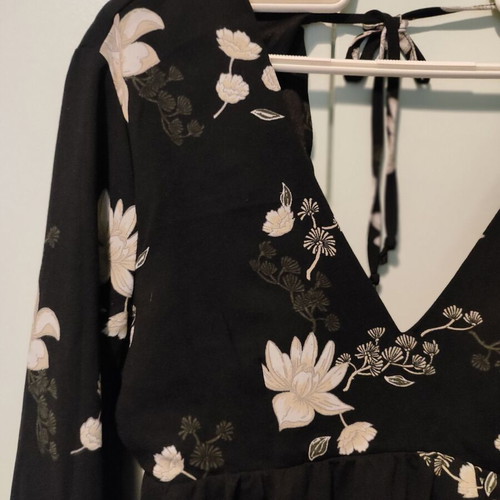 Boho black dress with flowers new