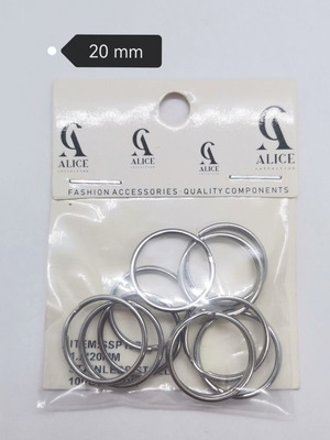 Key Rings 20mm Stainless Steel New, pack of 10