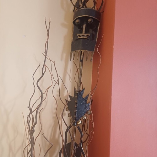 Handmade Industrial Ethnic Metal Floor Sculpture, 2.15m