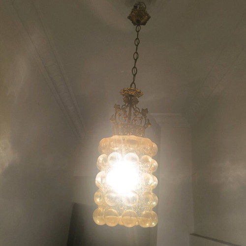 Clear Bubble Glass retro pendant light from the 70s like new